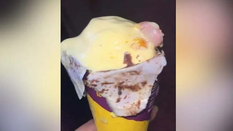 finger in ice cream belongs to factory staff