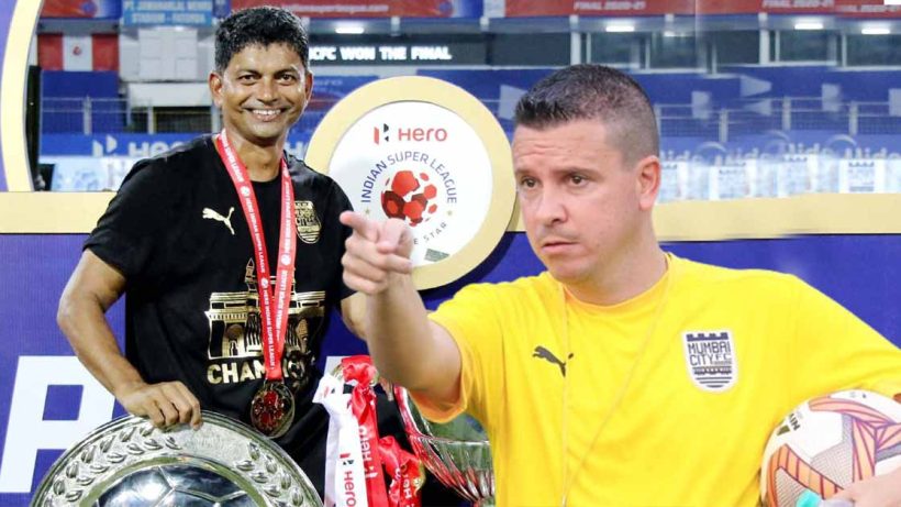 Anthony Fernandes from Mumbai FC, Coach Sergio Lobera