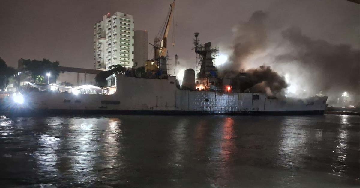 Fire Breaks Out on INS Brahmaputra