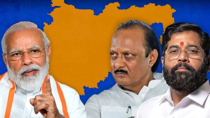 Narendra Modi, Ajit Pawar and Eknath Shinde.