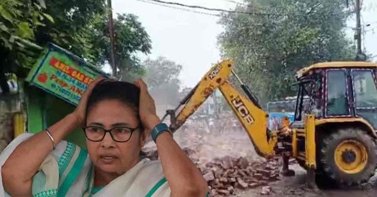 আদালতের নির্দেশে ভেঙে গুঁড়িয়ে দেওয়া হল তৃণমূলের পার্টি অফিস, চলল বুলডোজার