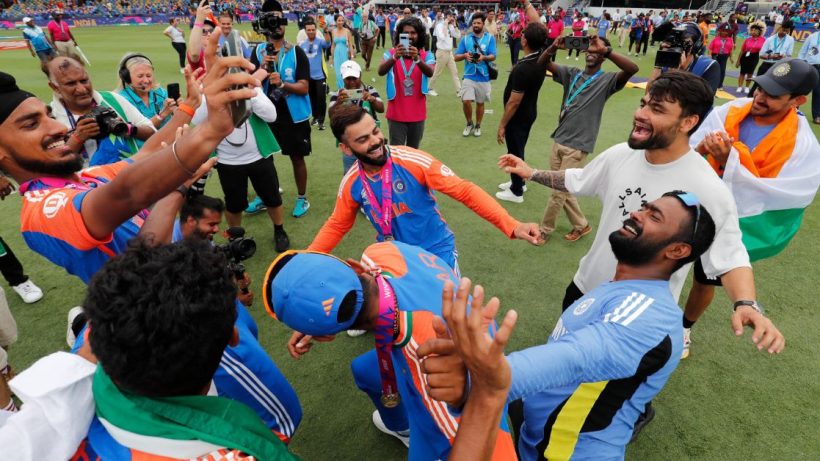 team india t20 world cup 2024 trophy win celebration