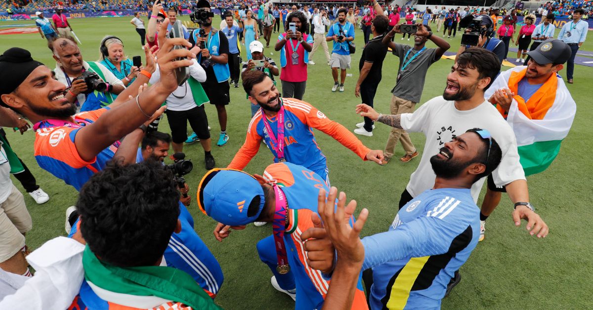 team india t20 world cup 2024 trophy win celebration