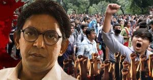 Chanchal Chowdhury Protests against bangladesh violence A photo of Bengali actor Chanchal Chowdhury holding with a determined look on his face.