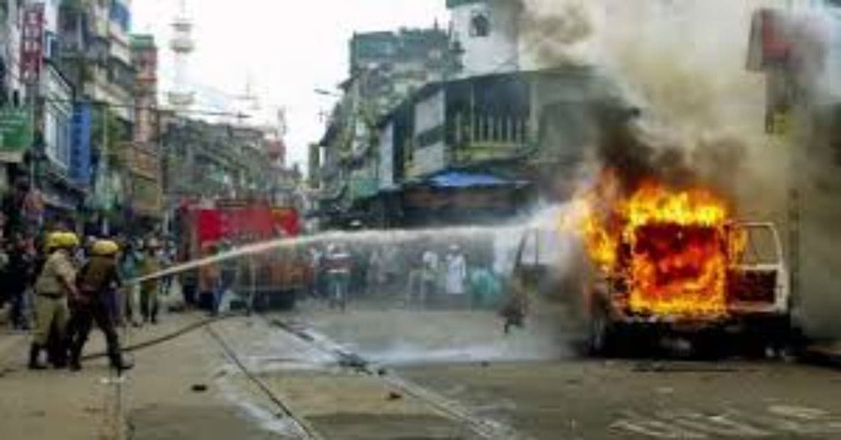 Ambulances get blocked during nabanna abhiyan on tuesday.