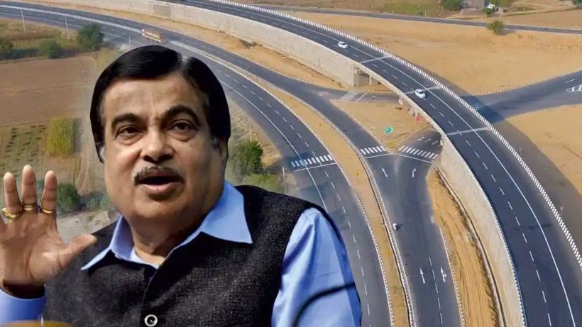 A portrait of Nitin Gadkari, an Indian politician and Minister for Road Transport and Highways, wearing formal attire with a serious expression, standing against a neutral background.