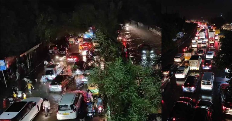 ‘ভিলেন’ বৃষ্টির জেরে দিল্লিতে প্রায় স্তব্ধ যান চলাচল, যানজটে নাজেহাল মানুষ
