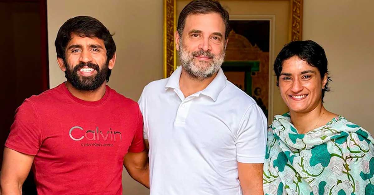 Rahul Gandhi, Vinesh Phogat and Bajrang Punia