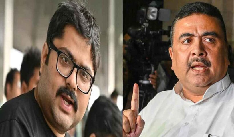 Subhedu Adhikeri and garga chatterjee attacks kolkata meyor firhad hakim over urdu cineboard row