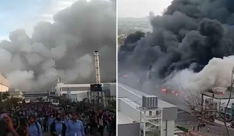 Fire breaks out at tatas iphone company in tamilnadu