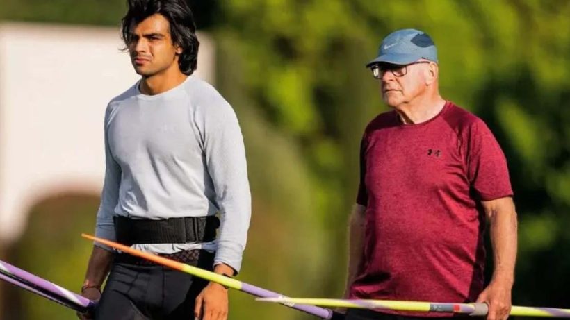 Coach Klaus Bartonietz and Neeraj Chopra