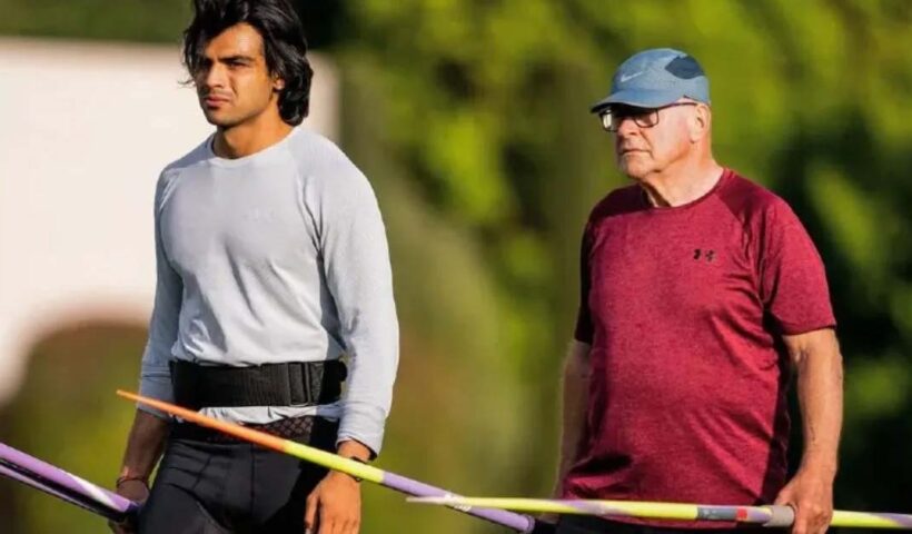 Coach Klaus Bartonietz and Neeraj Chopra