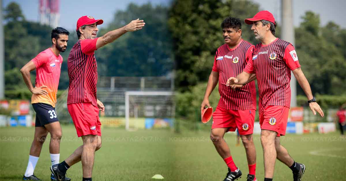 East Bengal Coach Óscar Bruzón Leads Team in Practice