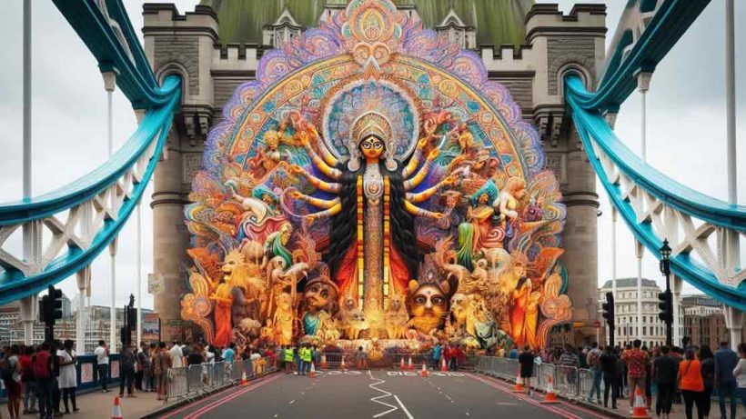 London Bridge Temporarily Closed for Vibrant Durga Puja Celebrations