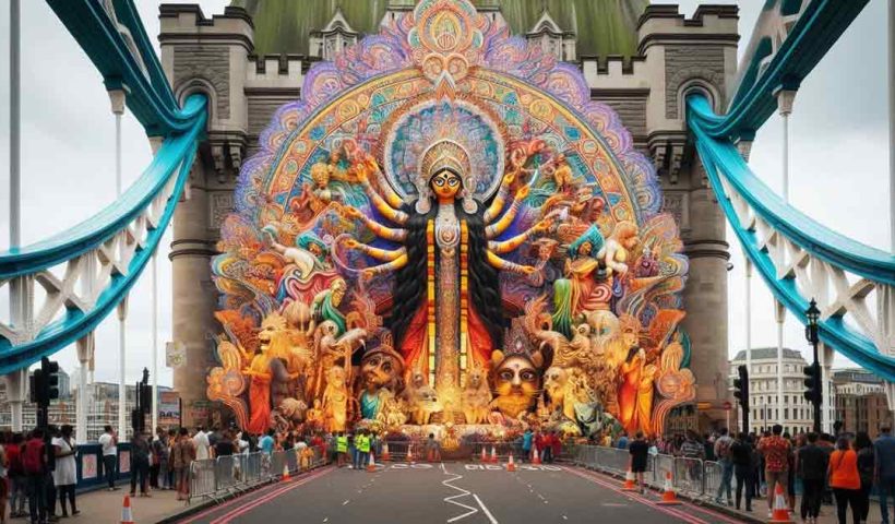 London Bridge Temporarily Closed for Vibrant Durga Puja Celebrations