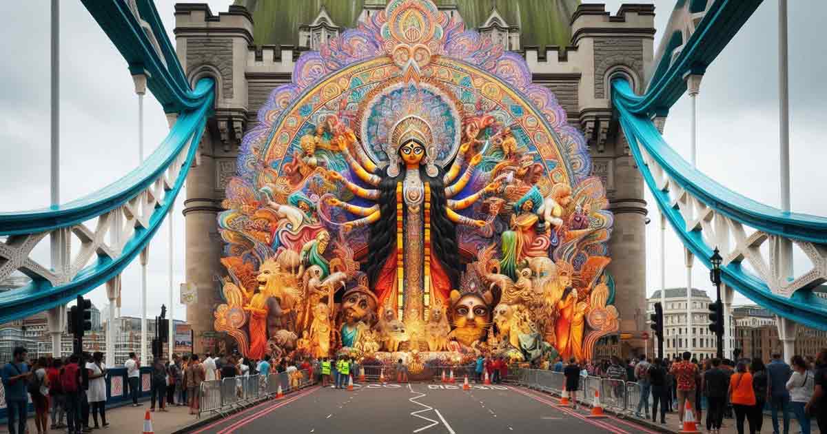 London Bridge Temporarily Closed for Vibrant Durga Puja Celebrations