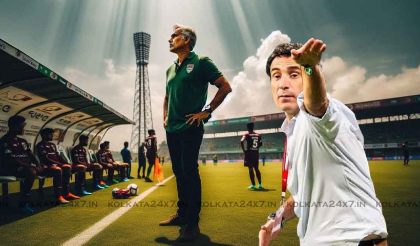 Mohun Bagan SG discussing with coach Jose Molina