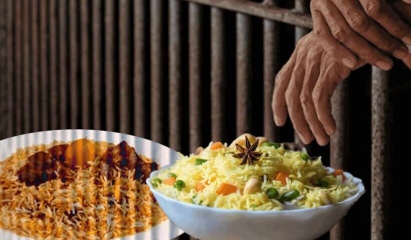 jail inmates menu 'Mutton Biryani'