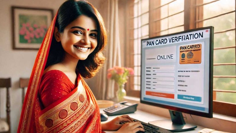 Bengali girl with a warm smile and a friendly demeanor is standing in front of a computer screen