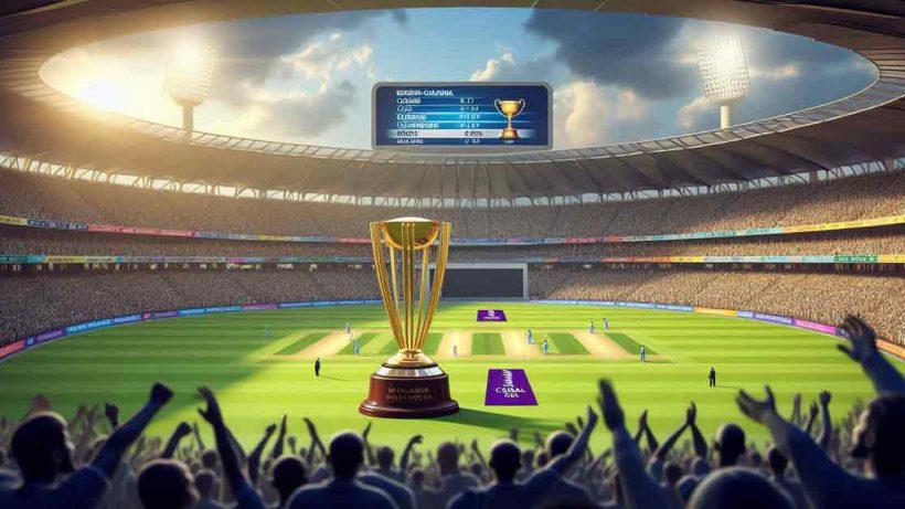 Border-Gavaskar Trophy on display in the center of the field