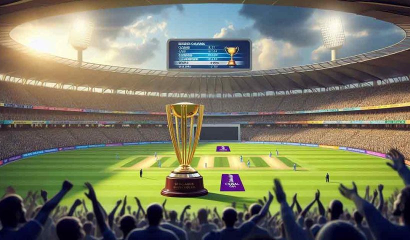 Border-Gavaskar Trophy on display in the center of the field