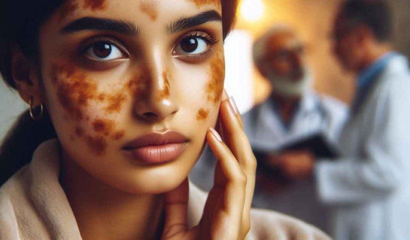 Indian woman's face with melasma and PIH