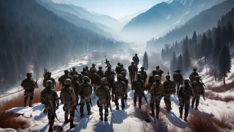 Jammu and Kashmir region of India Mountains and forests all around Indian Army soldiers security forces search operation