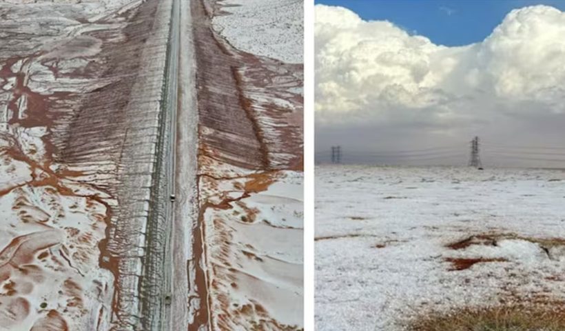 Snowfall in desert