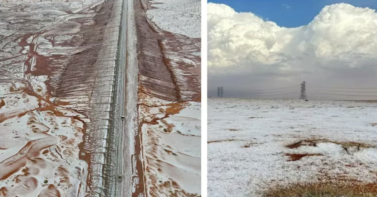 Snowfall in desert