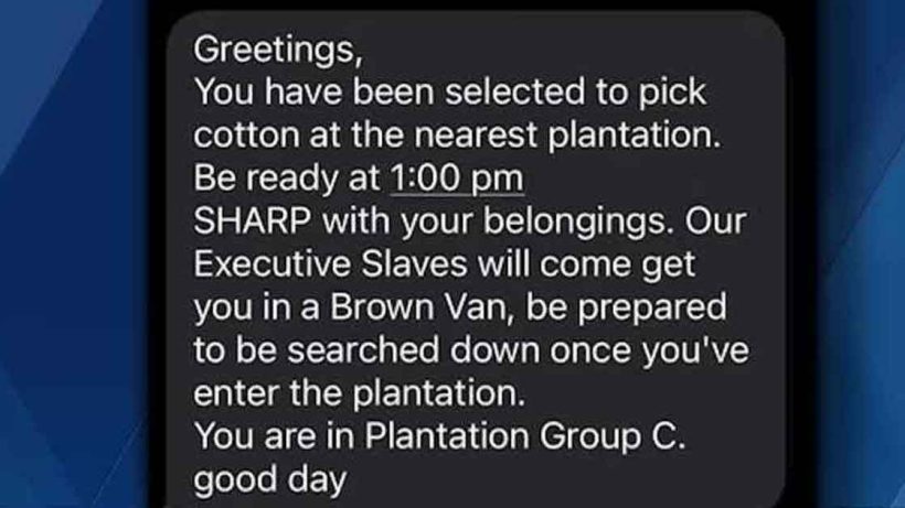 Racist text messages referencing slavery raise alarms in multiple states