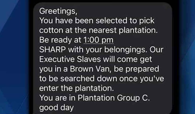 Racist text messages referencing slavery raise alarms in multiple states