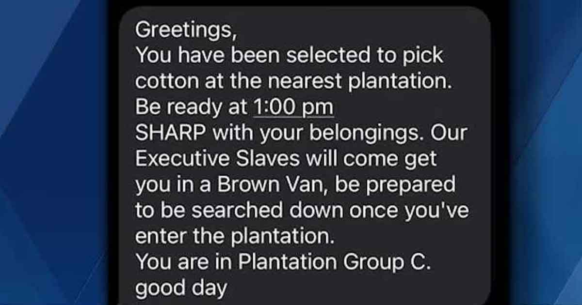 Racist text messages referencing slavery raise alarms in multiple states