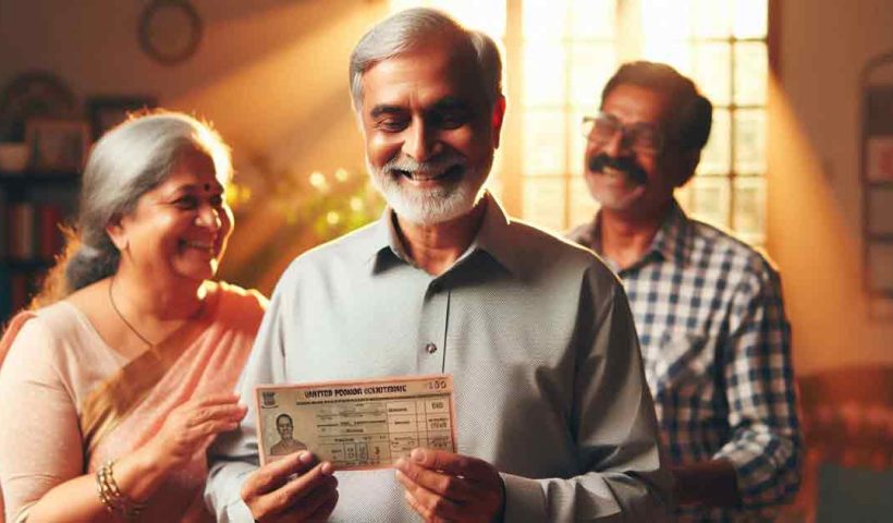 government employee pensioner receives their pension after the implementation of the 8th Pay Commission and the Unified Pension Scheme 2025