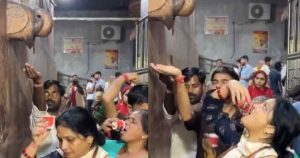 Vrindavan temple ac water drinking by pilgrimers