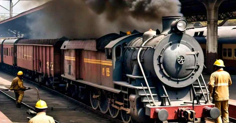 রুরা রেলস্টেশনে কয়লা বোঝাই ট্রেনে আগুন,  আতঙ্কিত যাত্রীরা