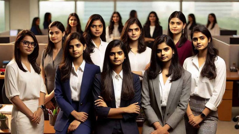 A group of young women in India, all members of the Employees' Provident Fund Organisation