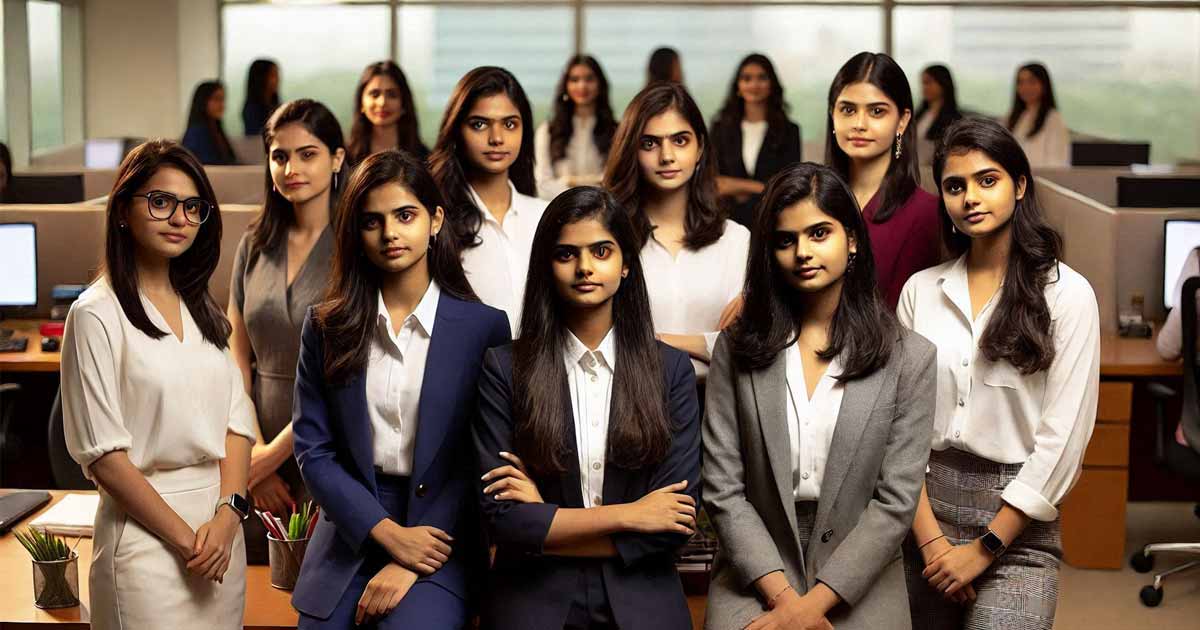 A group of young women in India, all members of the Employees' Provident Fund Organisation