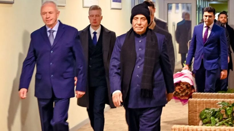 Defence Minister Rajnath Singh arrives in Moscow