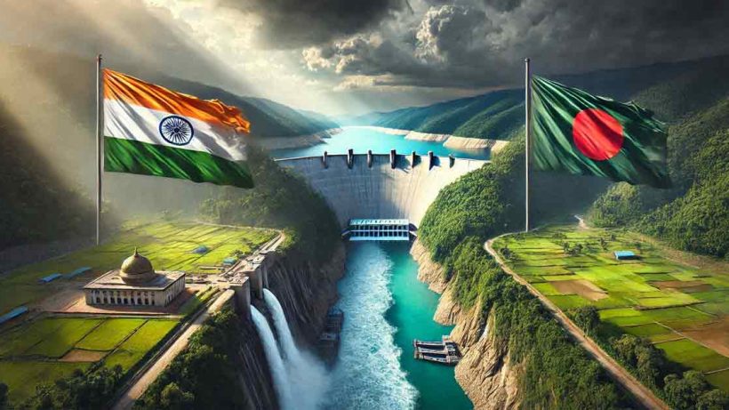 A powerful image depicting the unity of India and Bangladesh against China's mega dam on the Brahmaputra River