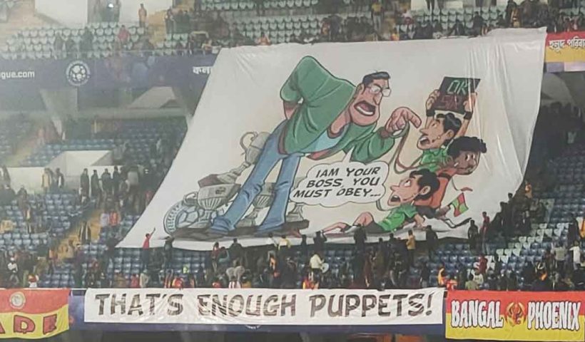 East Bengal Fans Protest Against Refereeing with Unique Tifo