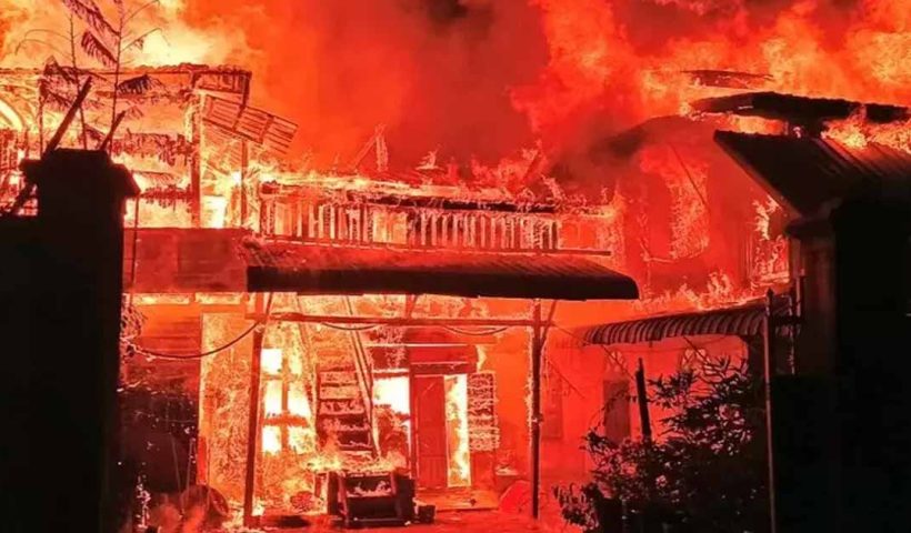 Massive Fire Engulfs Over 15 Houses in Manipur's Moreh Town