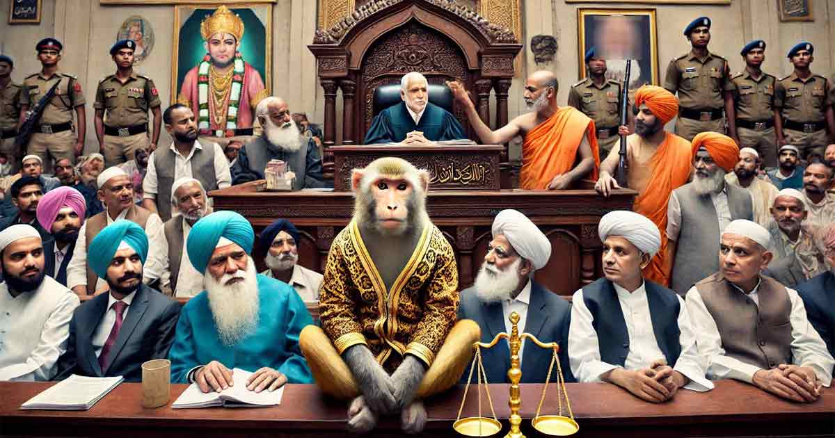 Monkey Sits in Judge’s Seat During Gyanvapi Mosque-Temple Case, Devotees See Divine Message"