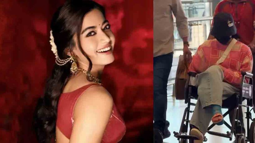 Rashmika Mandanna was spotted at the airport wearing a mask and limping due to an injury. Watch the viral video as fans express concern for her health.