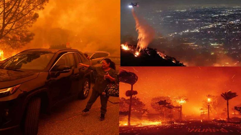 Wildfire sweeps through Hollywood Hills