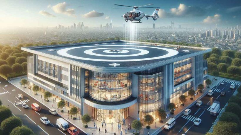 modern hospital in Kolkata with a state-of-the-art rooftop helipad.