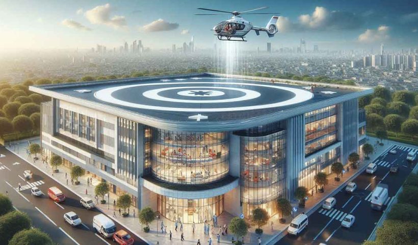 modern hospital in Kolkata with a state-of-the-art rooftop helipad.