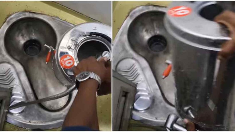 Viral Video Shows Man Washing Tea Container Inside Train Toilet Using Jet Spray