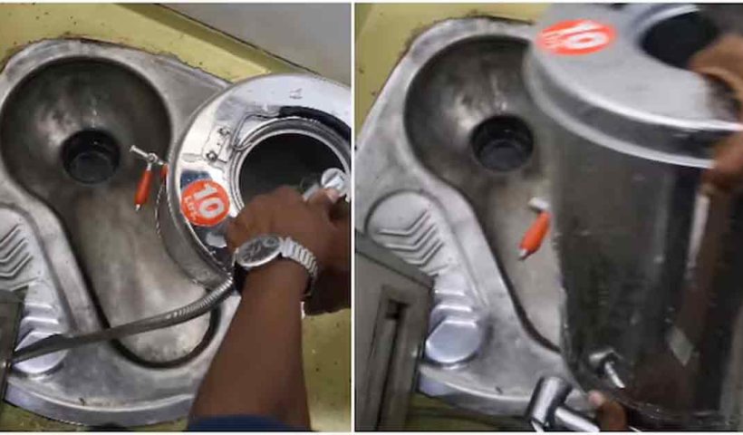 Viral Video Shows Man Washing Tea Container Inside Train Toilet Using Jet Spray