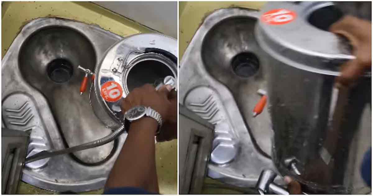 Viral Video Shows Man Washing Tea Container Inside Train Toilet Using Jet Spray