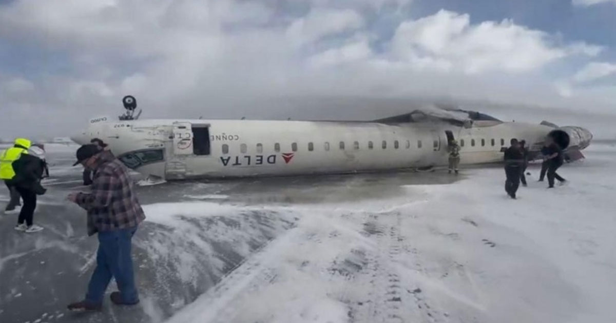 Plane With 80 Onboard Flips Upside Down At Toronto Airport